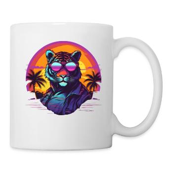 Synthwave Tiger Sunset - Tasse - Weiß - Rechts