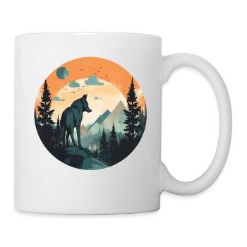 Loup dans les montagnes - Mug blanc - blanc - Droite
