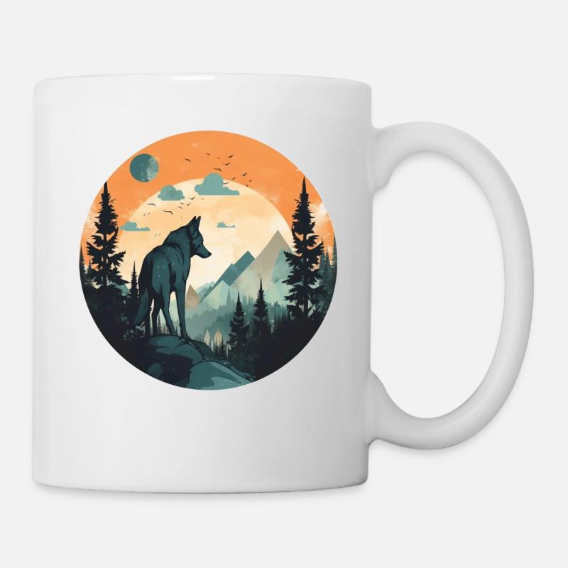 Wolf in den Bergen - Tasse - Weiß