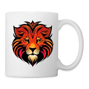 Tête de lion puissante colorée - Mug blanc - blanc - Droite