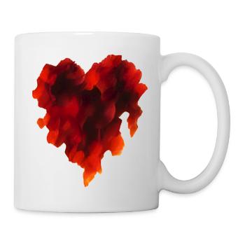 Heiß geflammte Herzform - Tasse - Weiß - Rechts