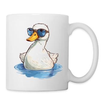 Süße Ente Küken im Sommer mit Sonnenbrille - Tasse - Weiß - Rechts