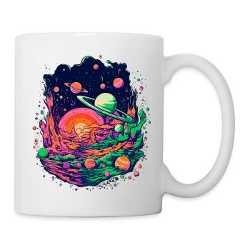 Geheimnisvolles Sonnensystem mit Planeten - Tasse - Weiß - Rechts