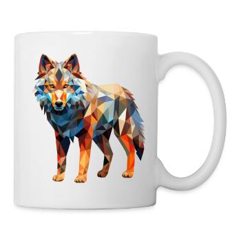 Wolf Geometrisch Zeichnung - Tasse - Weiß - Rechts