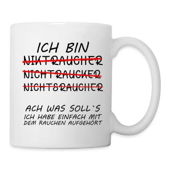 1 Jahr Endlich rauchfrei Nichtraucher Ich bin - Tasse - Weiß - Rechts