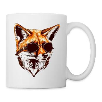 Fuchs cool mit Sonnenbrille - Tasse - Weiß - Rechts