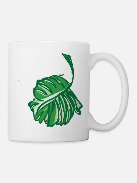 Natur - Grünes Blatt - Tasse - Weiß