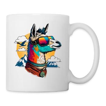 Lama mit Sonnenbrille - Tasse - Weiß - Rechts