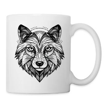 Wolf Geometrisch - Tasse - Weiß - Rechts
