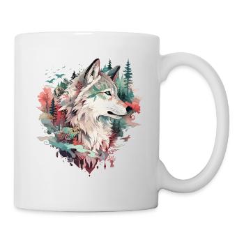 Wolf Wolf’s Head Nature Wilderness Adventure Art forestier - Mug blanc - blanc - Droite