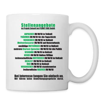 Rettet den PLANET ERDE - aktuelle Stellenangebote - Tasse - Weiß - Rechts