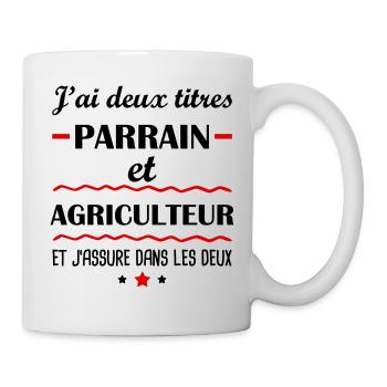 Deux titres parrain et agriculteur, agriculture - Mug blanc - blanc - Droite