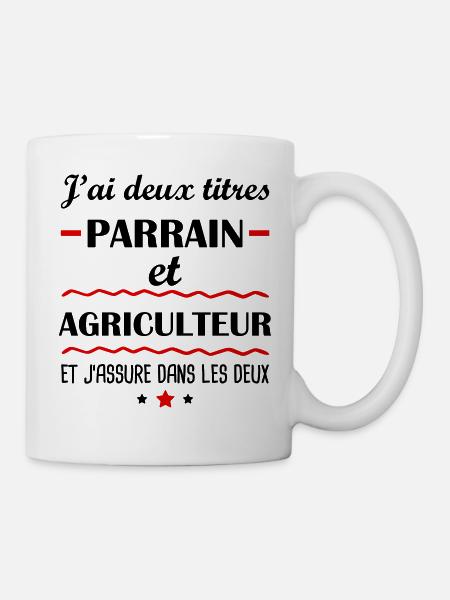 Deux titres parrain et agriculteur, agriculture - Mug blanc - blanc