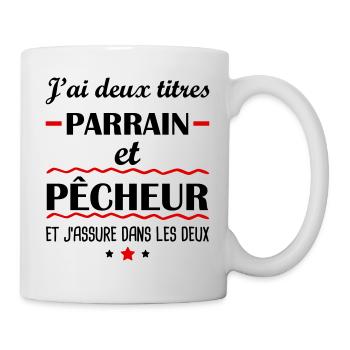 Deux titres parrain et pêcheur, pêche, famille - Mug blanc - blanc - Droite