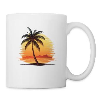 Beau palmier sur la plage avec coucher de soleil - Mug blanc - blanc - Droite