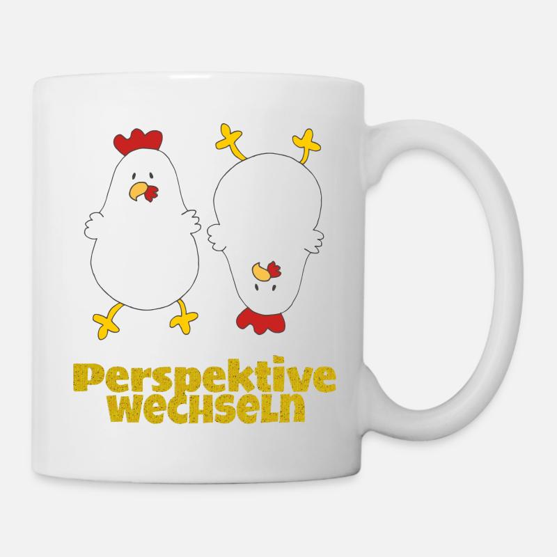 perspektive wechseln huhn - Tasse - Weiß
