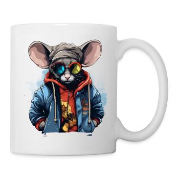 Urbanes Nagetier: Straßentaugliche Maus-Vibes - Tasse - Weiß - Rechts