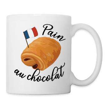 Pain au Chocolat - Lustiges französisches Essen - Tasse - Weiß - Rechts