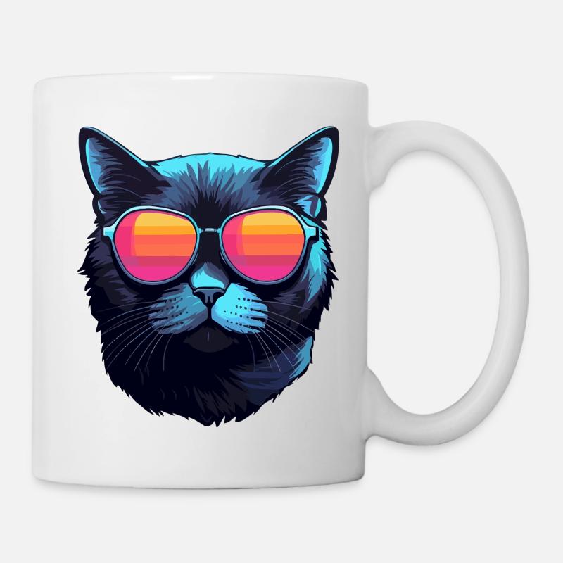 British Shorthair (BKH) cat with sunglasses - Mug - white