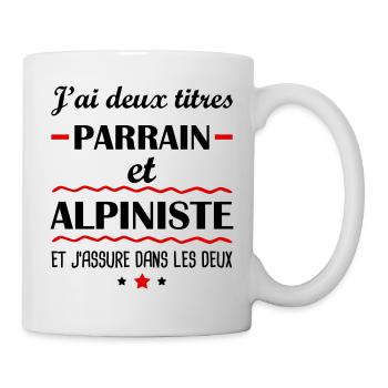 Deux titres parrain et alpiniste, alpinisme - Mug blanc - blanc - Droite