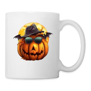 Citrouille d’Halloween fraîche avec lunettes de soleil - Mug blanc - blanc - Droite