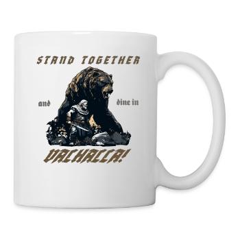 Wikinger mit Bär „Dine in Valhalla!“ - Tasse - Weiß - Rechts