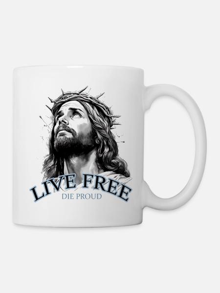 JÉSUS AVEC COURONNE D’ÉPINES VIT LIBRE LES ORGUEILLEUX - Mug blanc - blanc