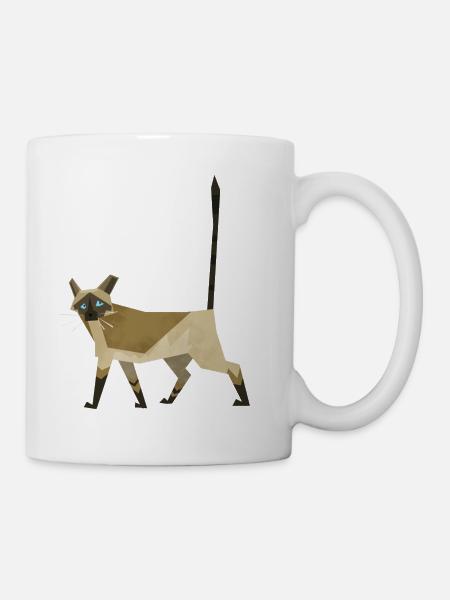 Illustration Katze (Siam) - flat cat - Tasse - Weiß