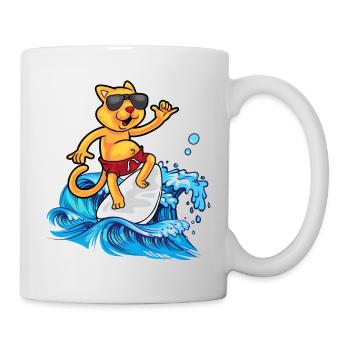Cool cat surfer - Mug - white - Right