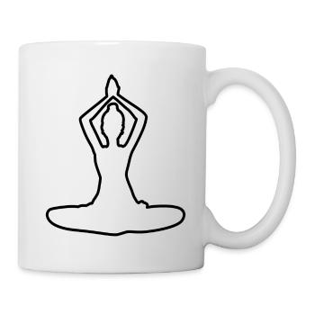 4 Yoga Padmasana ou fleur de lotus | Trait noir - Mug blanc - blanc - Droite