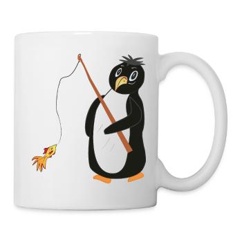 Pinguin Fischer - Tasse - Weiß - Rechts