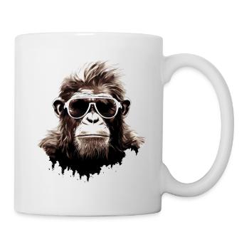Monkey Sunglasses Cool Chimpanzee Gorilla Art - Mug - white - Right