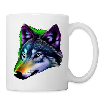 Loup coloré - Mug blanc - blanc - Droite