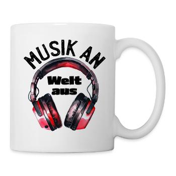 Kopfhörer: Musik an - Welt aus - Tasse - Weiß - Rechts