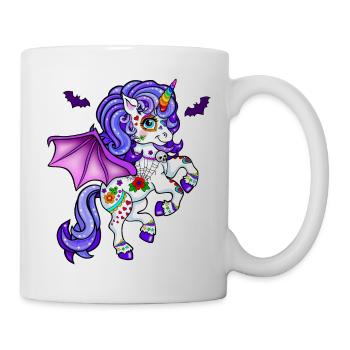 Einhorn Halloween Fledermaus - Tasse - Weiß - Rechts