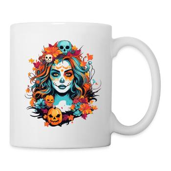 Halloween Woman Face Sugar Skull - Mug - white - Right