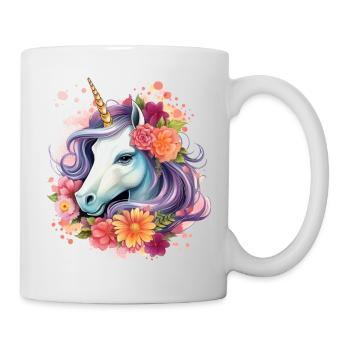 Einhorn Blumen bund - Tasse - Weiß - Rechts