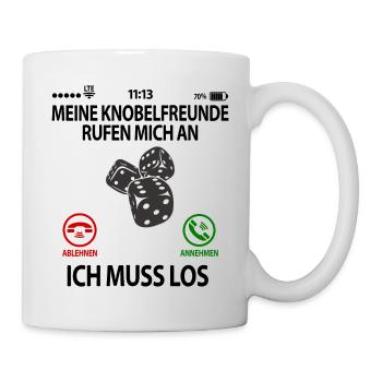 Knobelfreunde Knobeln mit Lustige Sprüche ruft an - Tasse - Weiß - Rechts