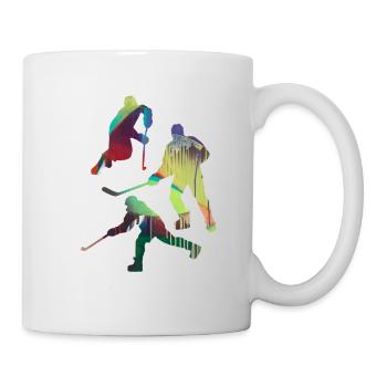 Eishockey, Hockey, Graffiti, bunt, stencil - Tasse - Weiß - Rechts