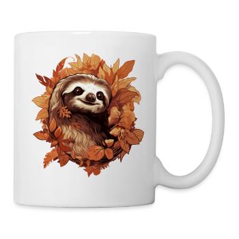 Paresseux, Automne, Feuilles Colorées, Automnal - Mug blanc - blanc - Droite