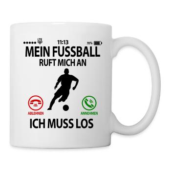 Fußballverrückte Fußballfan Fußball Lustig Sprüche - Tasse - Weiß - Rechts
