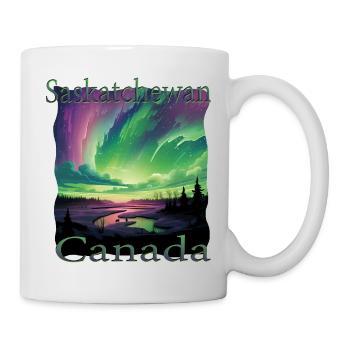 Saskatchewan-Nordlichter im Grunge-Stil - Tasse - Weiß - Rechts