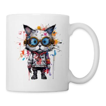 Miau-tastische Kunst: Eine schnurrige Mischung aus Urban & Style - Tasse - Weiß - Rechts