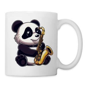 Panda mignon avec un saxophone - Mug blanc - blanc - Droite