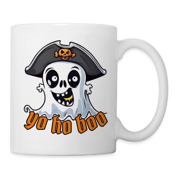 Lustig Halloween Piraten Geist T-Shirt Sweatshirt - Tasse - Weiß - Rechts