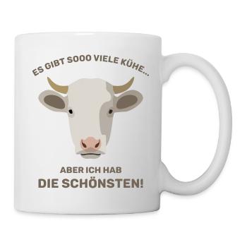 Spruch: Ich hab die schönsten Kühe! - Tasse - Weiß - Rechts