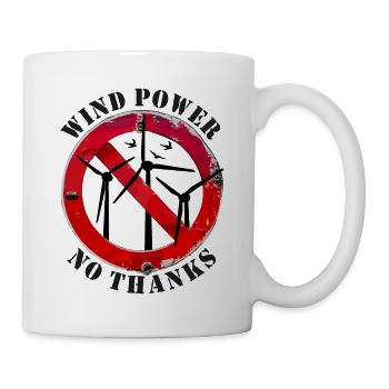 Wind Power No Thanks, No to Wind Energy - Mug - white - Right