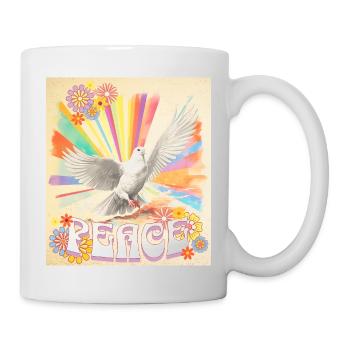Weiße Friedenstaube im Retro Style Peace Statement - Tasse - Weiß - Rechts