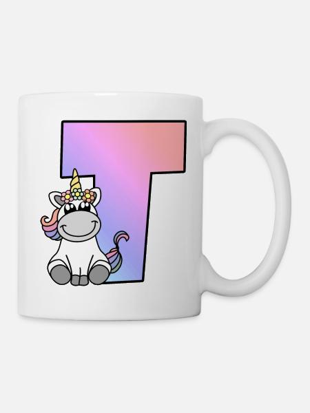 Einhorn Buchstabe T - Tasse - Weiß