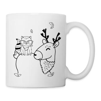 Le cerf et le renard sont de bons amis - Mug blanc - blanc - Droite